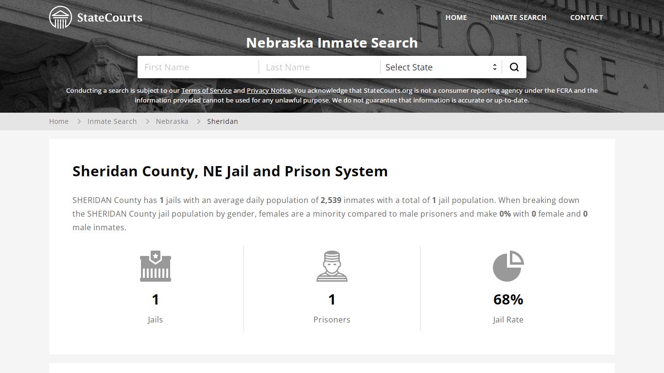 Sheridan County, NE Inmate Search - StateCourts