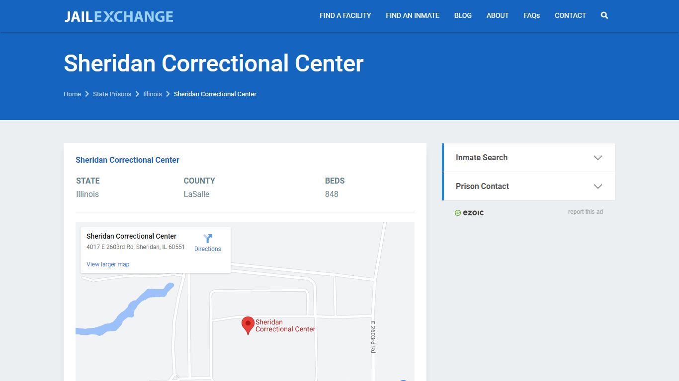 Sheridan Correctional Center Prisoner Search - JAIL EXCHANGE