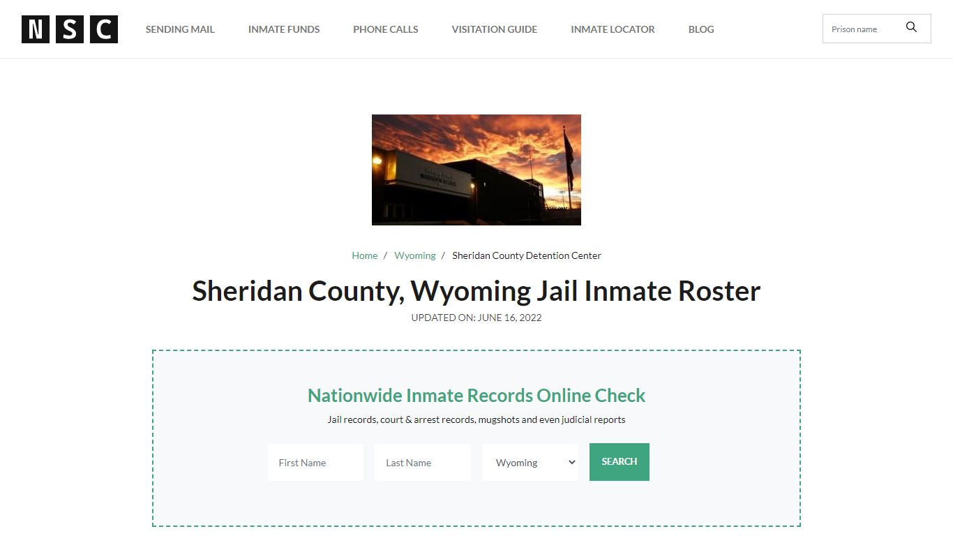 Sheridan County, Wyoming Jail Inmate List